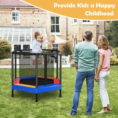 Costway 48'' Hexagonal Kids Trampoline Recreational Bounce Jumper W/Foam Padded Handrails - Image 3