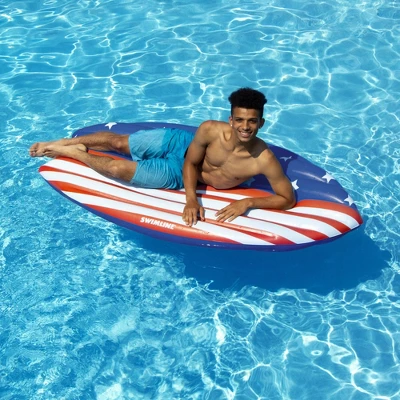 Swim Central 73" Americana Surfboard Shaped Inflatable Swimming Pool Lounge Float - Image 4
