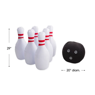 HearthSong Giant Indoor/Outdoor Inflatable Bowling Game For Kids' With Six 29"H Pins And 20" Diam. Ball - Image 3