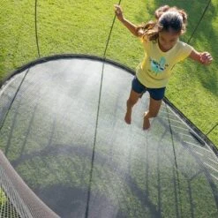 Springfree Trampoline Kids Medium Oval 8 By 11 Foot Trampoline With Safety Enclosure Net And SoftEdge Jump Bounce Mat For Outdoor Backyard Bouncing