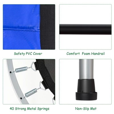 Costway Foldable Trampoline Double Mini Kids Fitness Rebounder W/ Adjustable Handle RedBlue - Image 8