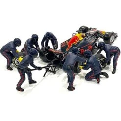 Formula One F1 Pit Crew 7 Figurine Set Team Blue Release II For 1/18 Scale Models By American Diorama