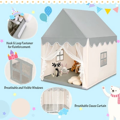 Costway Kids Play Tent Large Playhouse Children Castle Fairy Tent Gift W/ Washable Mat - Image 7