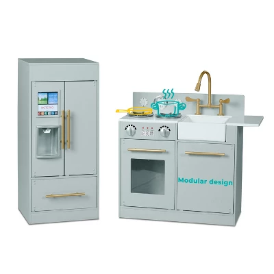 Teamson Kids - Little Chef Charlotte Modern Play Kitchen - Silver Grey / Gold - Image 5