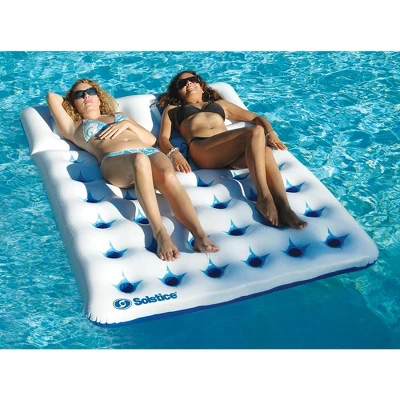 Swim Central 76-Inch Inflatable White And Blue 18 Pockets Dual Window Pool Air Mattress - Image 2