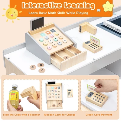 Costway Grocery Store Playset Pretend Play Supermarket Shopping Set With Shopping Cart - Image 3