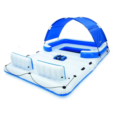 Bestway Hydro-Force Rapid Rider Inflatable Double Tube And Tropical Breeze 6 Person Inflatable Party Island Water Float With Detachable Sun Shade - Image 2