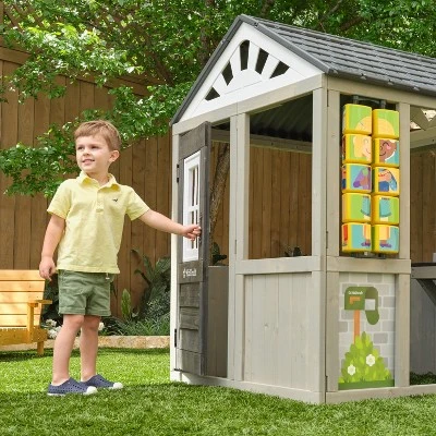 KidKraft Patio Party Wooden Outdoor Playhouse With Spinner Block Puzzle - 14pc - Image 8
