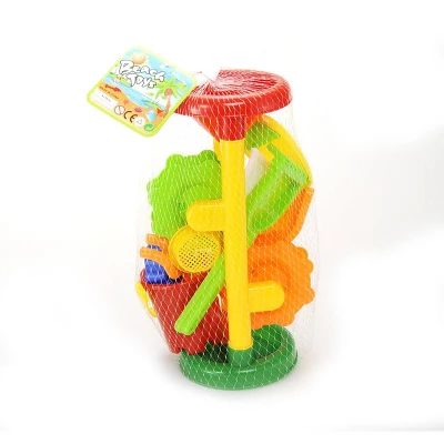 Ready! Set! Play! Link Double Sand Wheel Beach Toy Set With Bucket, Shovels, Rakes, Sailboat, And Molds - Image 7