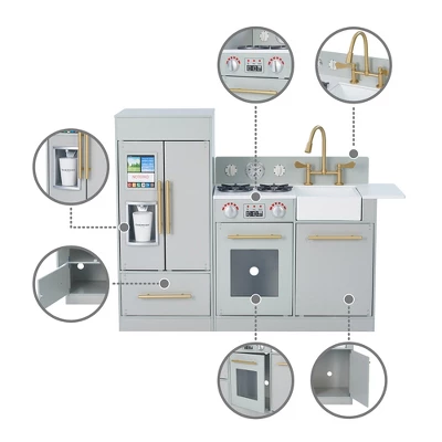 Teamson Kids - Little Chef Charlotte Modern Play Kitchen - Silver Grey / Gold - Image 3