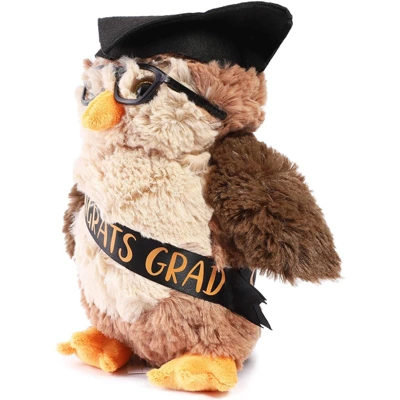 Blue Panda Class Of 2023 Graduation Owl Plush, Stuffed Animal Gift With Glasses & Grad Cap, Brown, 9.2 In - Image 4