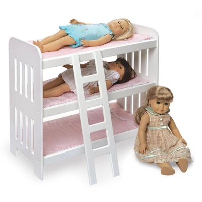 Badger Basket Triple Doll Bunk Bed With Ladder, Bedding, And Free Personalization Kit - Pink Gingham - Image 4