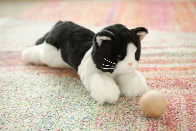 Bearington Collection Domino Plush Stuffed Animal Black And White Tuxedo Cat 15"