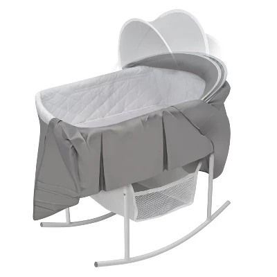 Badger Basket Cuddles Rocking Doll Bassinet - Gray/White - Image 2