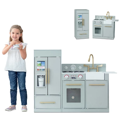 Teamson Kids - Little Chef Charlotte Modern Play Kitchen - Silver Grey / Gold