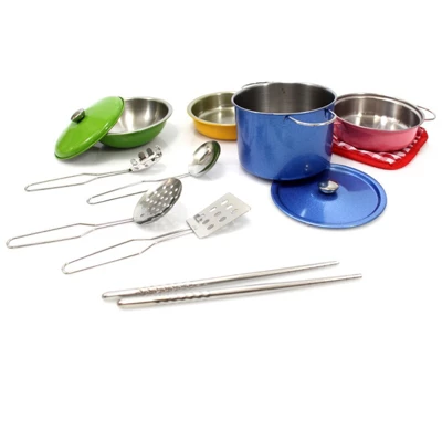 Insten 12 Piece Kids Pots And Pans Playset, Cooking Toy Kitchen Accessories Set