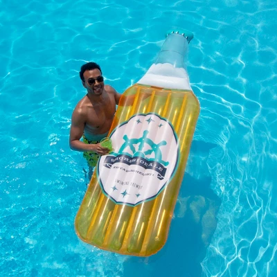Swimline 81” Yellow And White Beer Bottle Swimming Pool Inflatable Float - Image 4