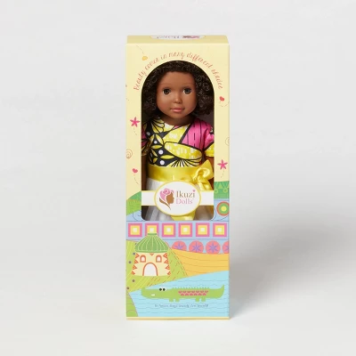 Ikuzi Dolls Pink & Yellow Dress Doll With Black Hair 18" Fashion Doll - Image 2