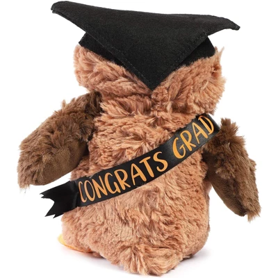 Blue Panda Class Of 2023 Graduation Owl Plush, Stuffed Animal Gift With Glasses & Grad Cap, Brown, 9.2 In - Image 2