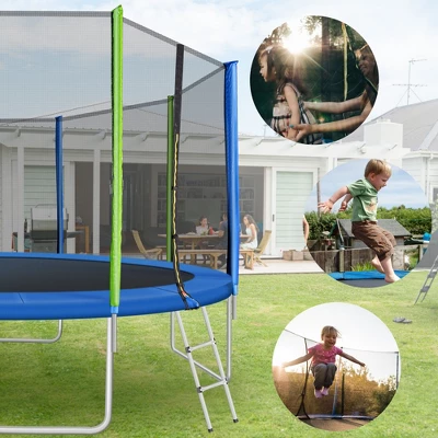 Kids Trampoline With Safety Fence Netting, Ladder And Wind Stakes - ModernLuxe - Image 4