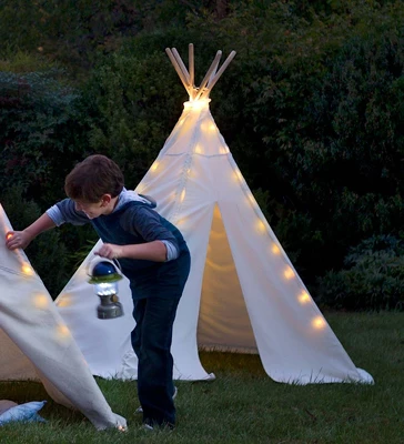 Children Cotton Canvas Play Tent With Wooden Poles