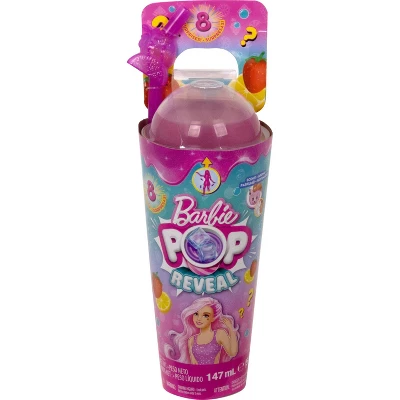 Barbie Pop Reveal Fruit Series Strawberry Lemonade Doll, 8 Surprises Include Pet, Slime, Scent & Color Change - Image 3
