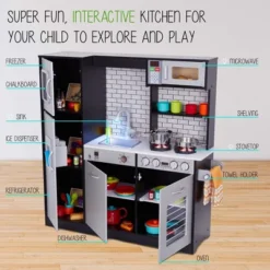 Lil Jumbl Play Kitchen Set For Kids, Toddler Kitchen Playset, Charcoal
