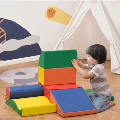 Soozier 7 Piece Soft Play Blocks Kids Climb And Crawl Gym Toy Foam Building And Stacking Blocks Non-Toxic Learning Play Set - Image 2