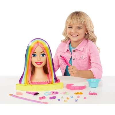 Barbie Totally Hair Neon Rainbow Deluxe Styling Head