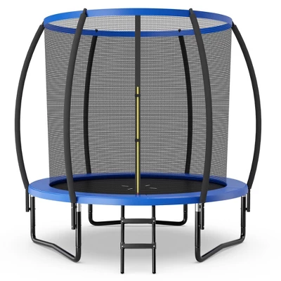 Costway 10FT Recreational Trampoline W/ Ladder Enclosure Net Safety Pad Outdoor Blue/Black/Orange - Image 11