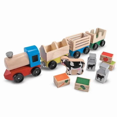 Melissa & Doug Wooden Farm Train Set - Classic Wooden Toy (3 Linking Cars) - Image 6