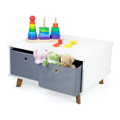 Morgan Mid-Century Kids' Activity Table With Fabric Storage Bins White/Gray - Humble Crew - Image 3