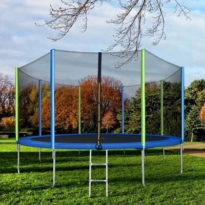 Kids Trampoline With Safety Fence Netting, Ladder And Wind Stakes - ModernLuxe - Image 10
