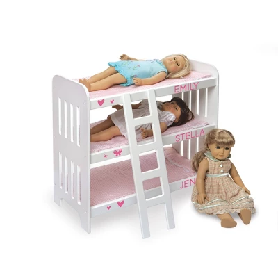 Badger Basket Triple Doll Bunk Bed With Ladder, Bedding, And Free Personalization Kit - Pink Gingham - Image 5