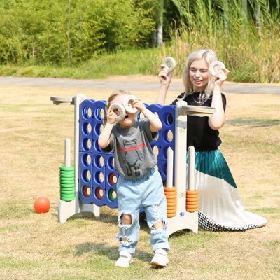 SDADI Giant 4-In-A-Row Hoop Connect Strategy Game And Basketball Indoor/Outdoor Activity Floor Game Family Fun Board For Toddlers, Kids, Adults - Image 4