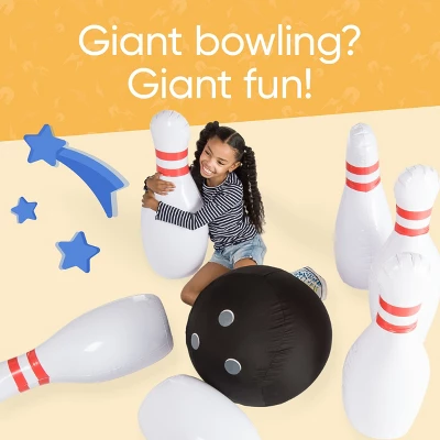 HearthSong Giant Indoor/Outdoor Inflatable Bowling Game For Kids' With Six 29"H Pins And 20" Diam. Ball - Image 2