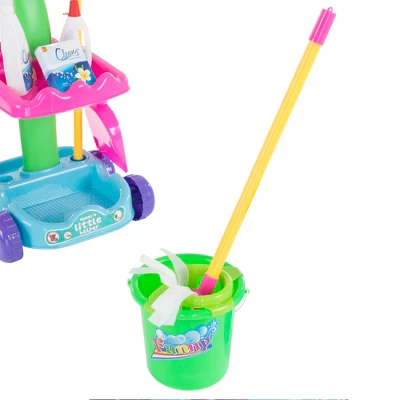 Toy Time Kids' Pretend Cleaning Set – Play Housekeeping And Janitor Accessories Cart With Broom, Mop, And Dustpan - Image 3