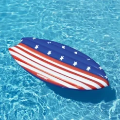 Swim Central 73" Americana Surfboard Shaped Inflatable Swimming Pool Lounge Float
