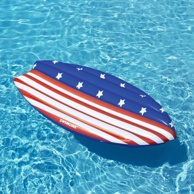 Swim Central 73" Americana Surfboard Shaped Inflatable Swimming Pool Lounge Float
