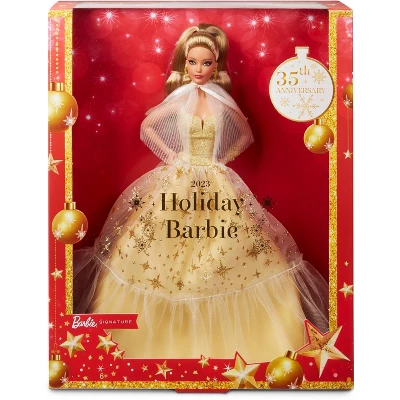 Barbie 13" Signature 2023 Holiday Collector Doll With Golden Gown And Light Brown Hair - Image 4