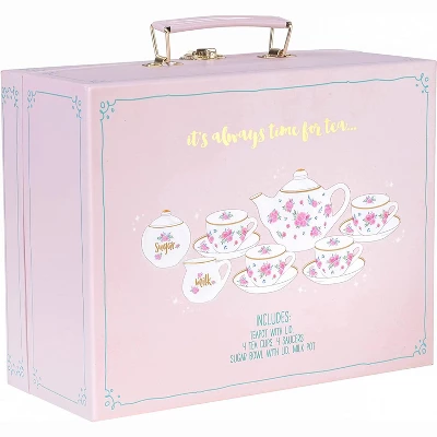 Jewelkeeper 13-Piece Porcelain Tea Party Set With Polka Dot Design - Image 2