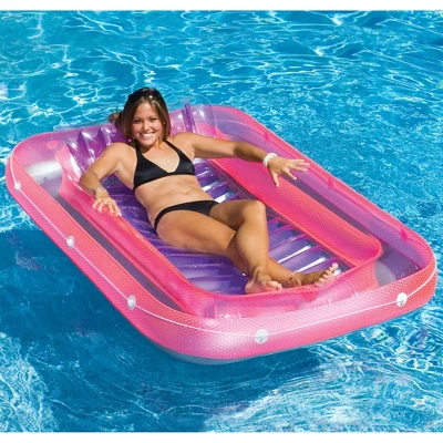 SWIMLINE ORIGINAL Suntan Tub Classic Edition Inflatable Floating Lounger Pink | Tanning Pool Hybrid Lounge | Comfort Pillow | Fill With Water