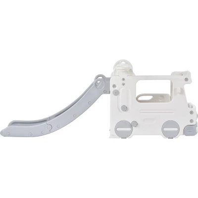 4-in-1 Kids Slide With Bus Play Structure Climber And Basketball Hoop, Freestanding Bus Climber With Slide For Toddlers-ModernLuxe - Image 7