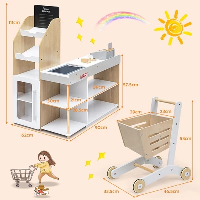 Costway Grocery Store Playset Pretend Play Supermarket Shopping Set With Shopping Cart - Image 2