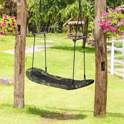 Costway Saucer Tree Swing Surf Kids Outdoor Adjustable Swing Set W/ Handle - Image 3