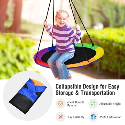 Tangkula 40" Flying Saucer Tree Swing Indoor/Outdoor Round Mat Tree Swing Blue/Green/Camo Green - Image 5