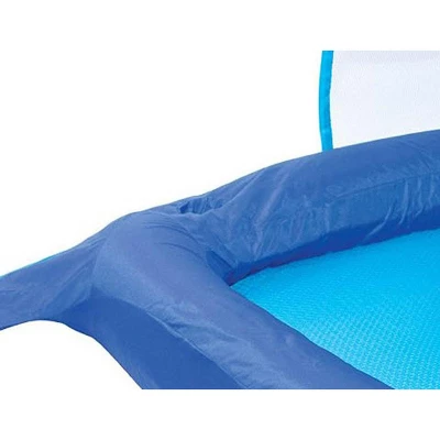 SwimWays Spring Float Recliner Pool Lounge Chair W/ Sun Canopy, Blue (2 Pack) - Image 3